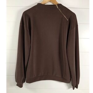 Yest The Netherlands Womens Zipper Mock Neck Sweatshirt 2 Brown Feminine Casual